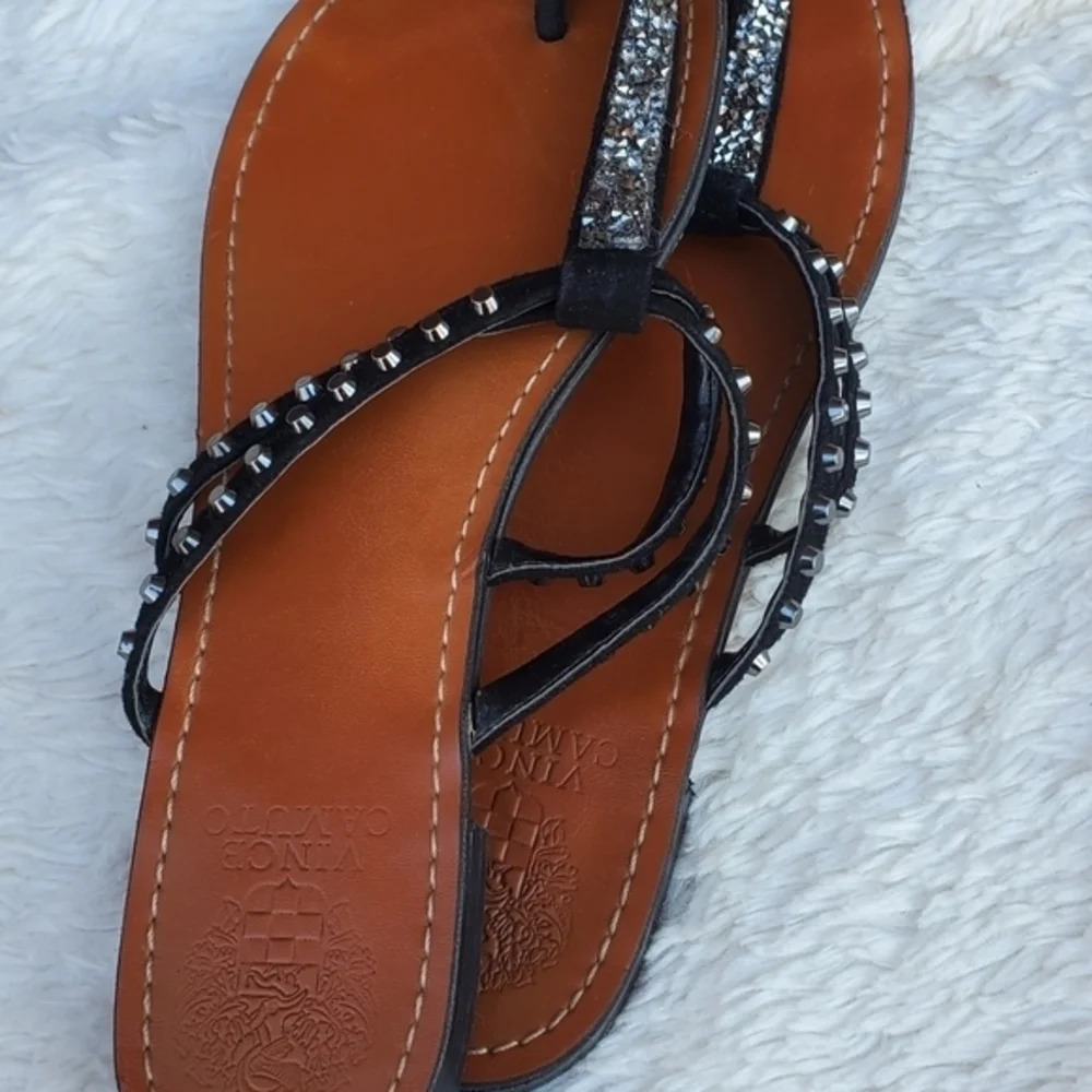 Vince Camuto Black Glitter Thong Punk sandals 7.5 - Picture 4 of 12